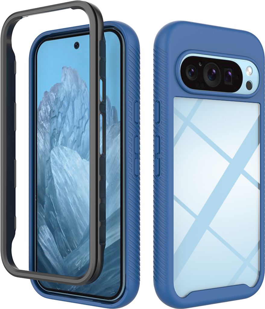Google Pixel 10 Pro Hülle, Hybrid Transparente Rückseite TPU Bumper Stoßfest Schutzhülle für Google Pixel 10 / Pixel 10 Pro Navy blau