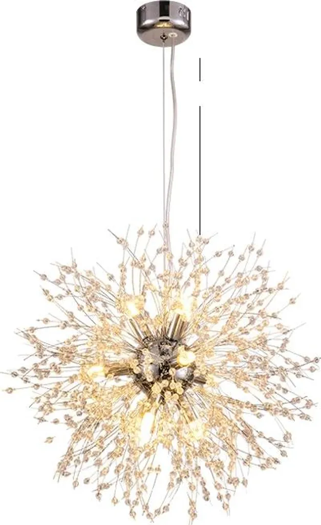 Lustre pissenlit argent 12 têtes réglable en hauteur à intensité variable