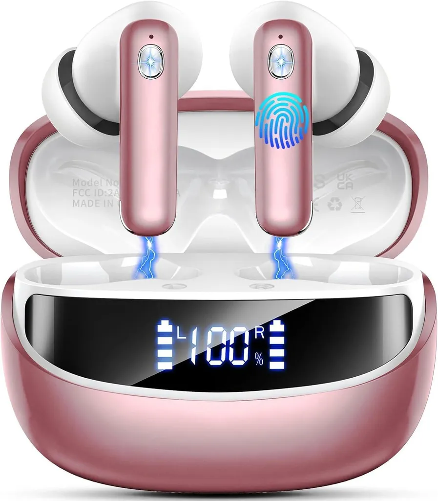 Bluetooth Kopfhörer Kabellos In Ear, HiFi Stereo, 50 Std Spielzeit, 4 ENC Noise Cancelling Mics, IP7 Wasserdicht, USB-C, Sport Ohrhörer