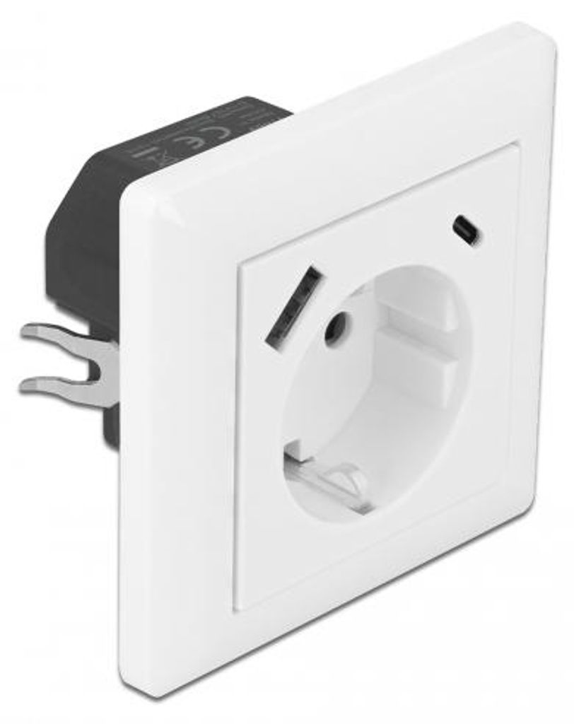 Delock Einbausteckdose mit 2 USB Ladeports 3,4 A, 1 x USB Typ-A