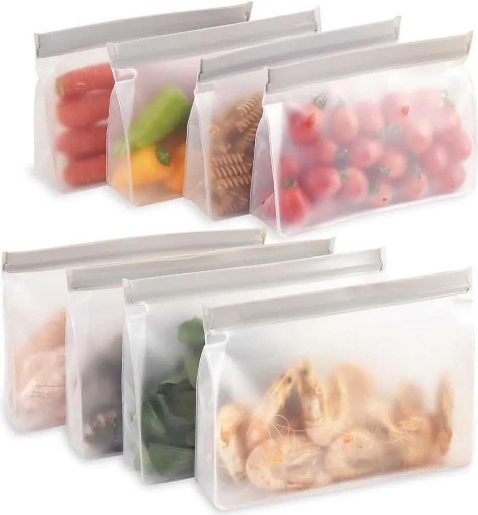 Sacs de conservation hermétiques réutilisables à zip pour aliments x8