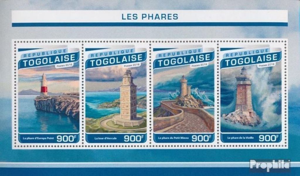 Briefmarken Togo 2016 Mi 7739-7742 Kleinbogen (kompl. Ausgabe) postfrisch Leuchttürme