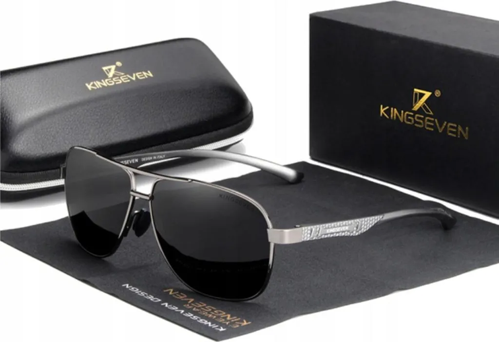 Kingseven Aviatore Sport Uomo UV400 Lenti Nere - Massima Resistenza