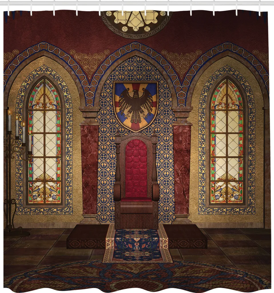 Rideau de Douche 175x240 cm Imprimé Fantaisie avec Crochets Brun Rubis