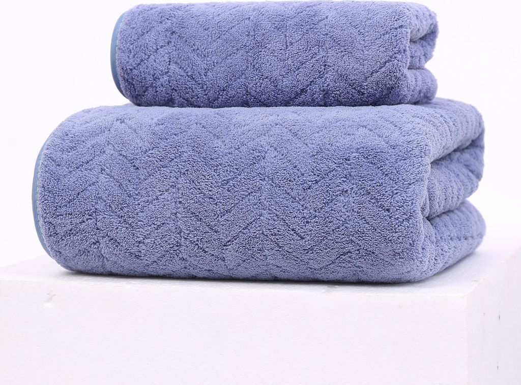 FEBE Handtücher Badetüch Set Violett Mikrofaser Frottier Waschlappen 70x140 cm 35x75 cm Towel Set Badezimmer Deko 2er Pack