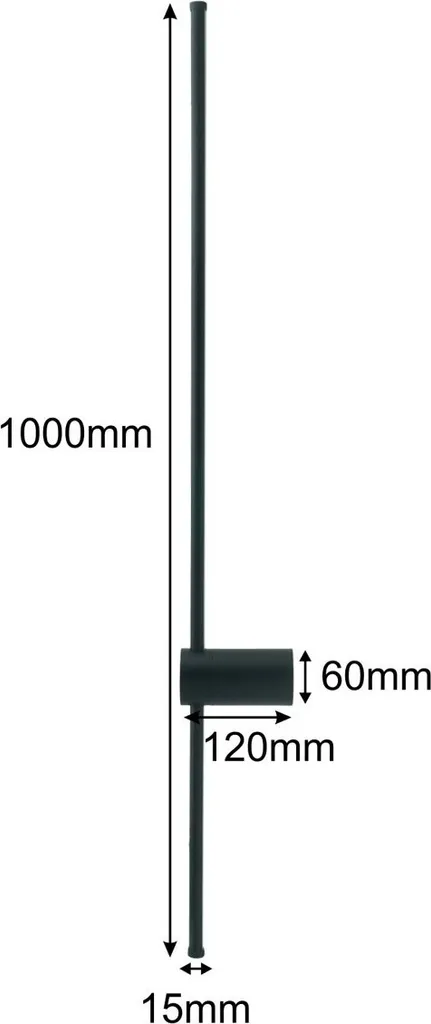 Applique murale LED Selena IdeaLED 15W noir et blanc 1050lm IP44 100cm