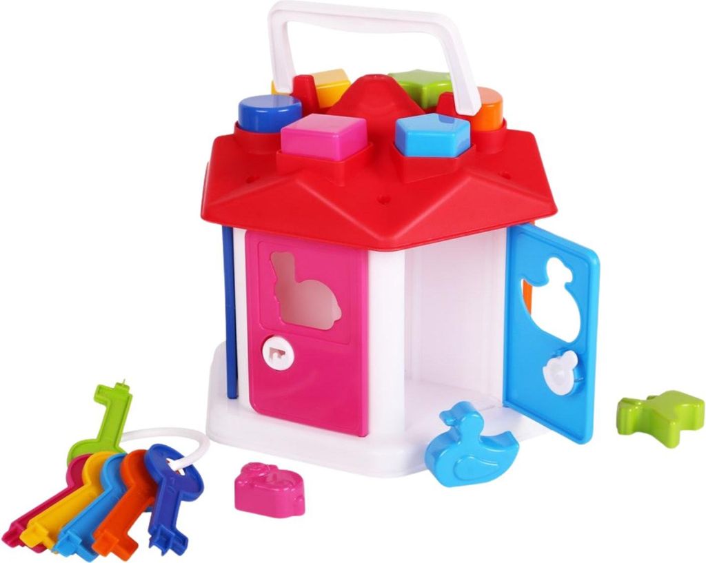Teddies Vkládačka domeček plast s klíči se zvířátky v sáčku Obrázek produktu 