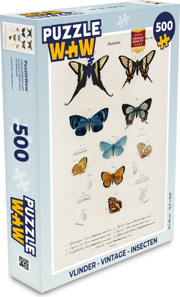MuchoWow Puzzle 500 Teile Schmetterling - Vintage - Insekten - Denken - Spiel - Toy
