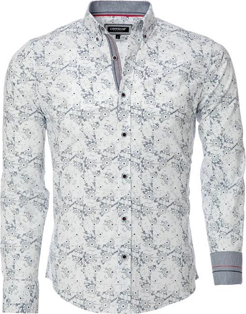 Brandneu Designer Hemd CARISMA mit Tech-Print Weiß L