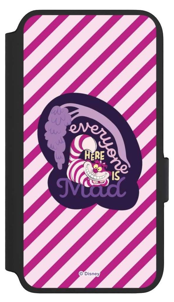 NIVOCASE Klapphülle für Samsung Galaxy S22 Handyhülle aus Kunst Leder NIVOflip schwarz Alice im Wunderland Disney Grinsekatze
