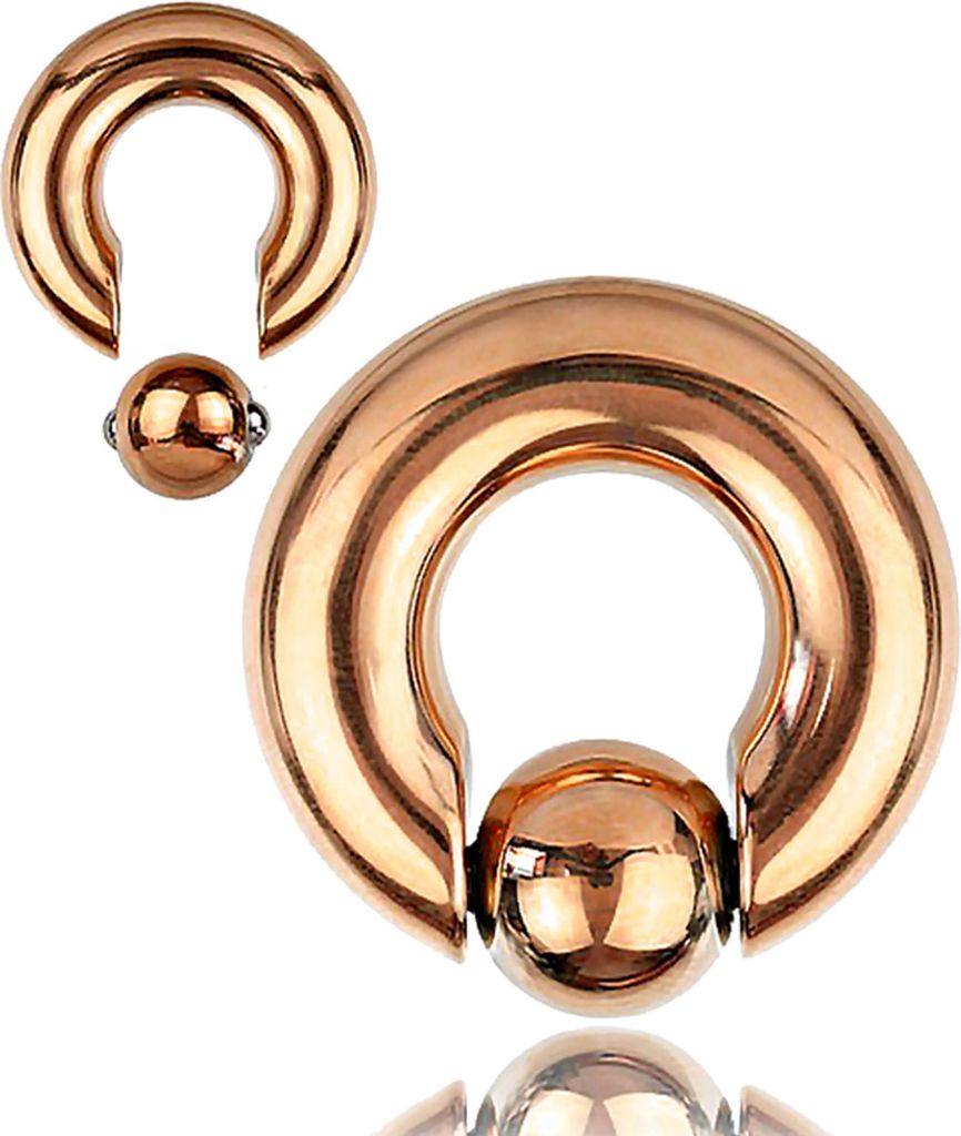 viva-adorno 5 x 16 x 8mm Piercing BCR Spring Ball Closure Ring Intimpiercing Klemmring Chirurgenstahl 316L Clip in Pop out XXL rosegold Z553