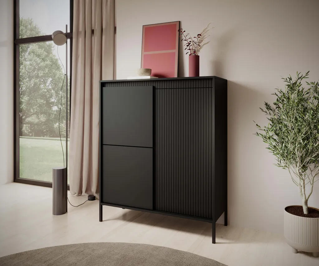 Meuble de Rangement Salon Noir 103cm - Buffet Idéal pour Petits Espaces