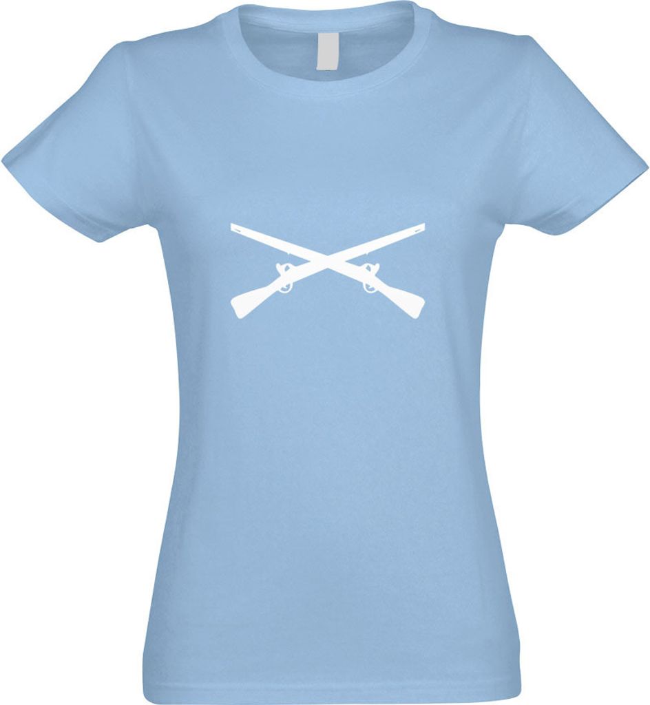 Kiwistar - T-Shirt tailliert - Damen - himmelblau - gekreuzte Gewehre - mit Motiv Bedruckt - Funshirt Design - Sport - Freizeit - Damen - XL