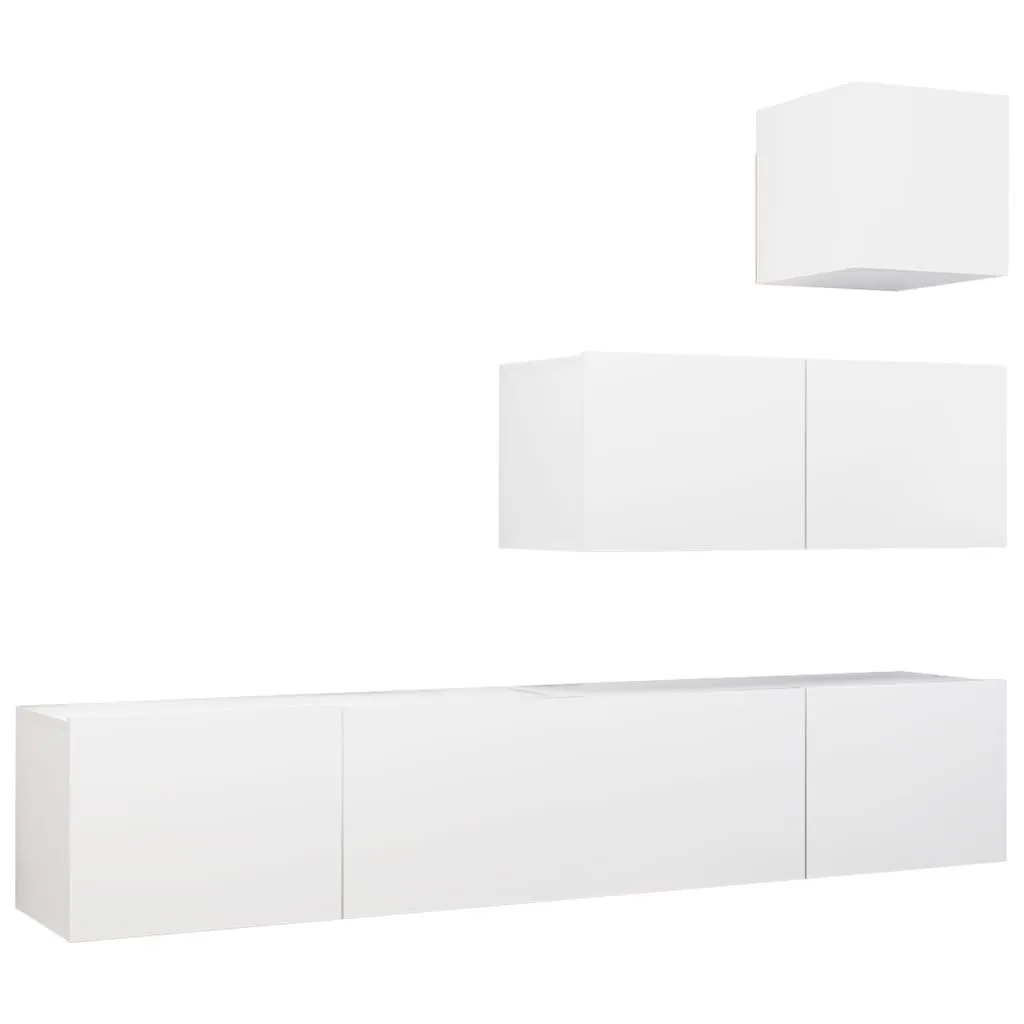 vidaXL Set Mobili TV 4 Pezzi Bianco Legno - Soluzione Living Moderna
