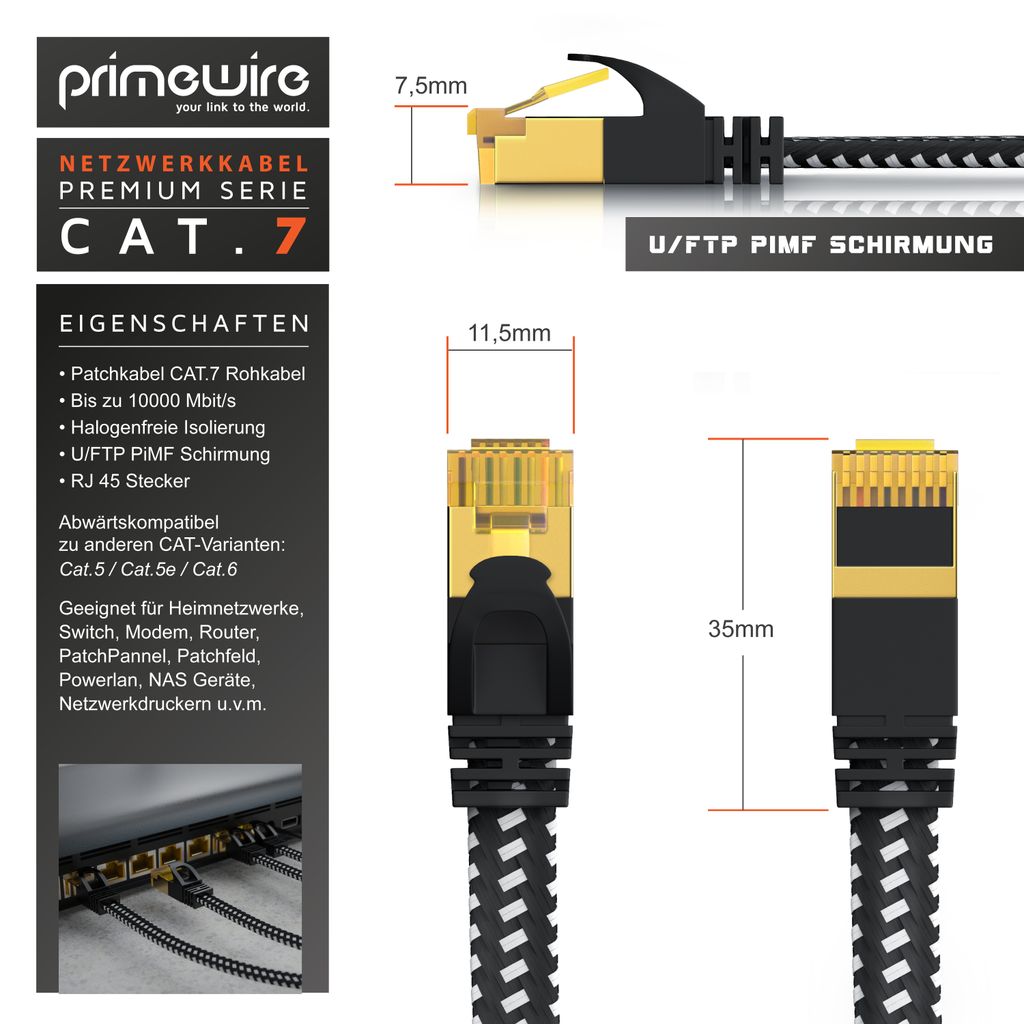 Primewire Flachbandpatchkabel CAT 7 mit Baumwollummantelung Produktbild 5