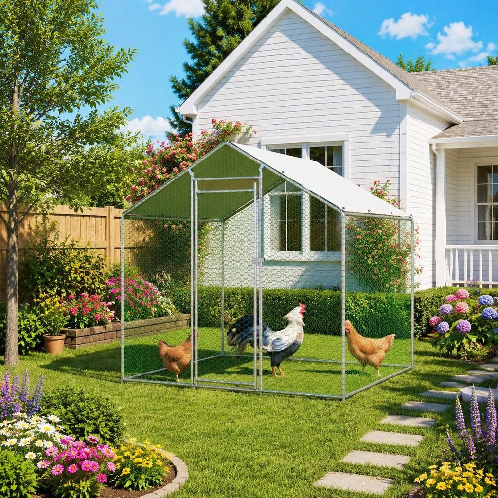 Hühnerstall Hühnerhaus Geflügelstall 2x2x2m Freilaufgehege Produktbild 