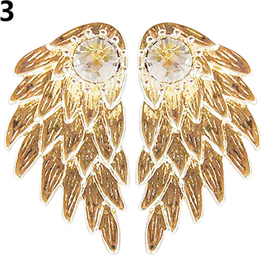 1 Paar Damen-Ohrstecker, modisch, Weihnachtsgeschenk, Engelsflügel, Strass-Intarsien-Gold