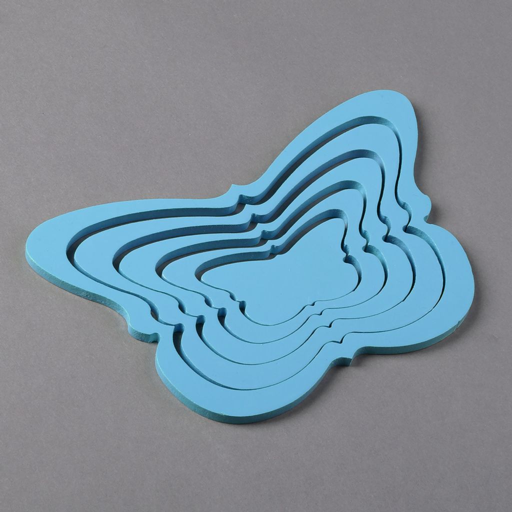 Wanddeko Wandtattoo Wandaufkleber Schmetterling 3D Holz 5 tlg. Wandbild hellblau