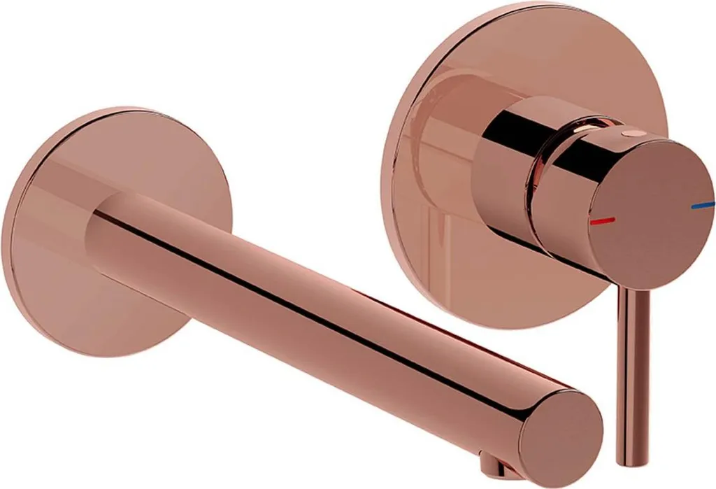 Robinet lavabo mural encastré avec commande déportée cuivre A4258126