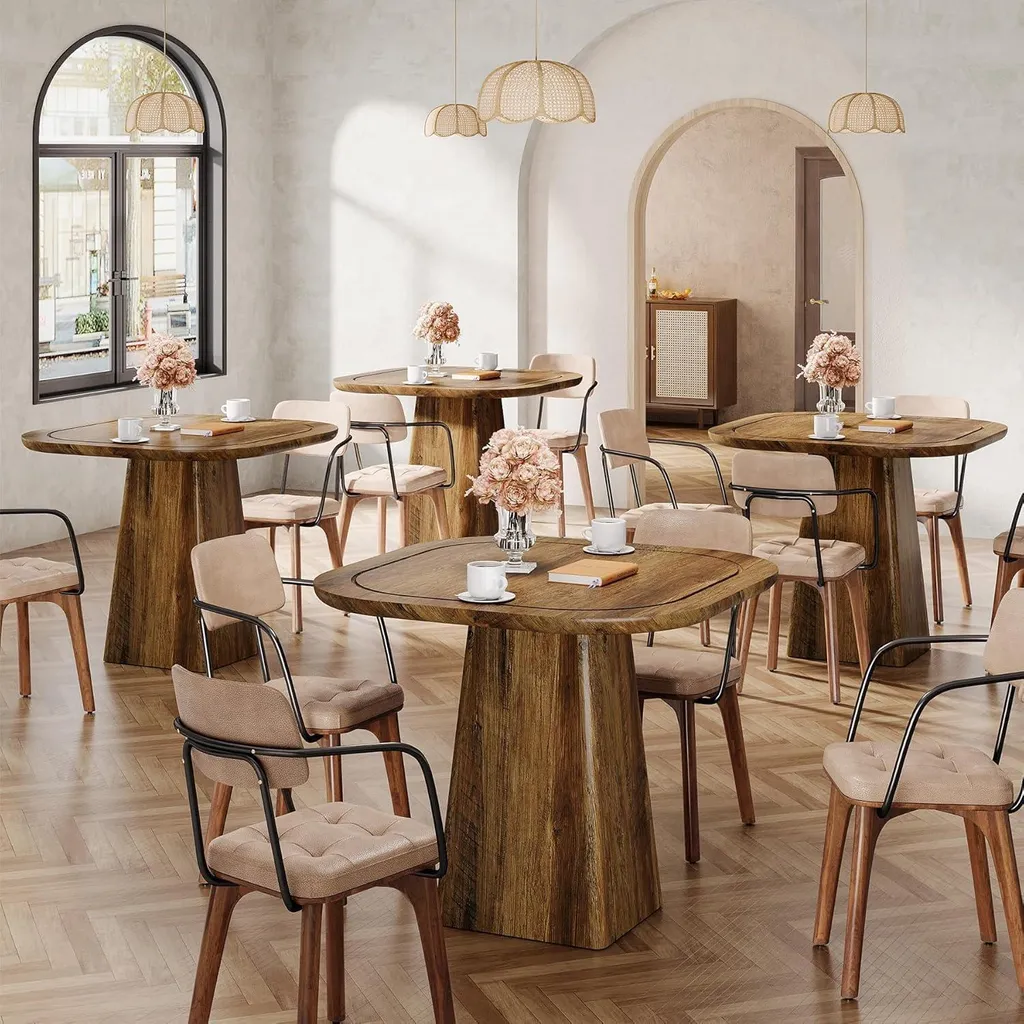 Table ronde rustique 80 cm avec structure métallique robuste et design - 10
