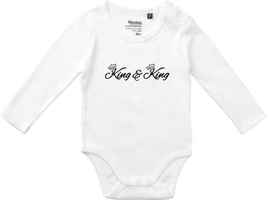 Huuraa Baby Body King Paar Krone 68 White Baumwolle Fairtrade Langarmbody Geschenkidee