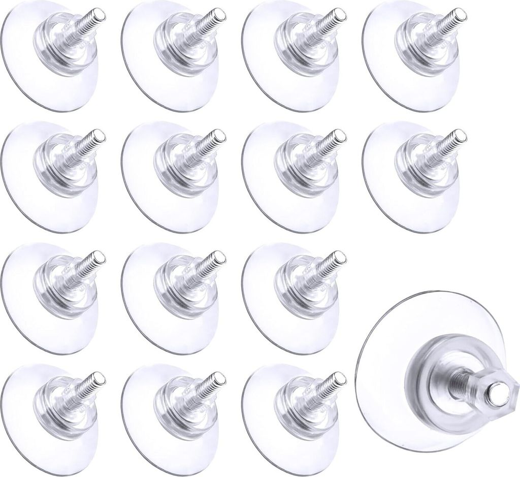 15 Stück Transparente Saugnäpfe mit Gewinde Ø30mm | Stark mit Rändelmutter | Für Küche, Bad, Fenster