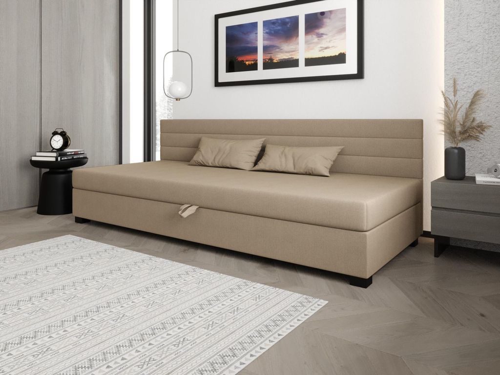 Polsterbett 80x195 KASANDRA BIZ 2 mit Stauraum - braun