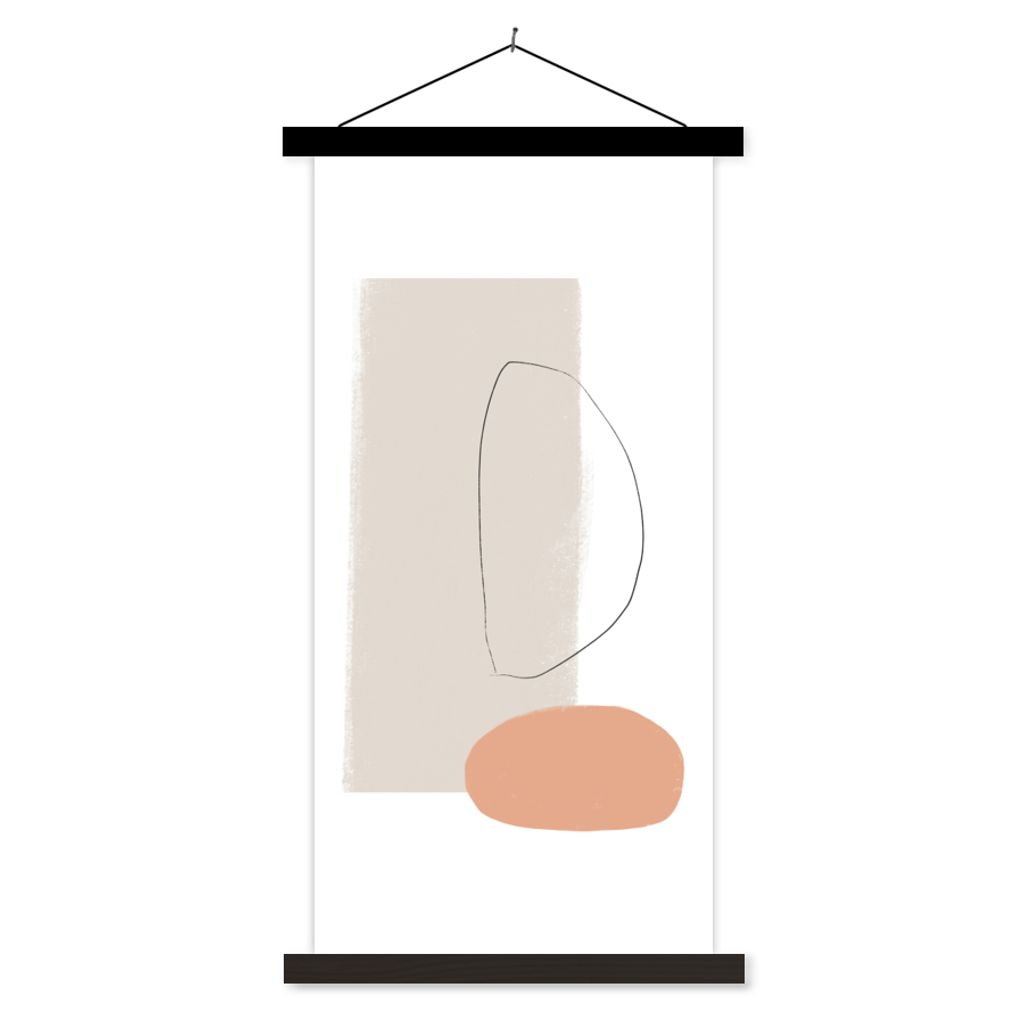 MuchoWow Textilposter Minimalismus - Pastell - Abstrakt 40x80 cm mit schwarzem Rahmen - Wandemalerei