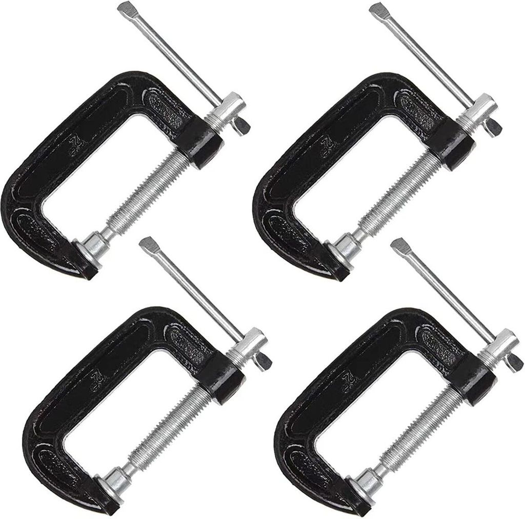 2-Zoll-C-Klemmensatz, robuste C-Klemme aus Stahl, C-Klemmen in Industriequalität für Holzbearbeitung, Schweißen und Bau (4-tlg.)
