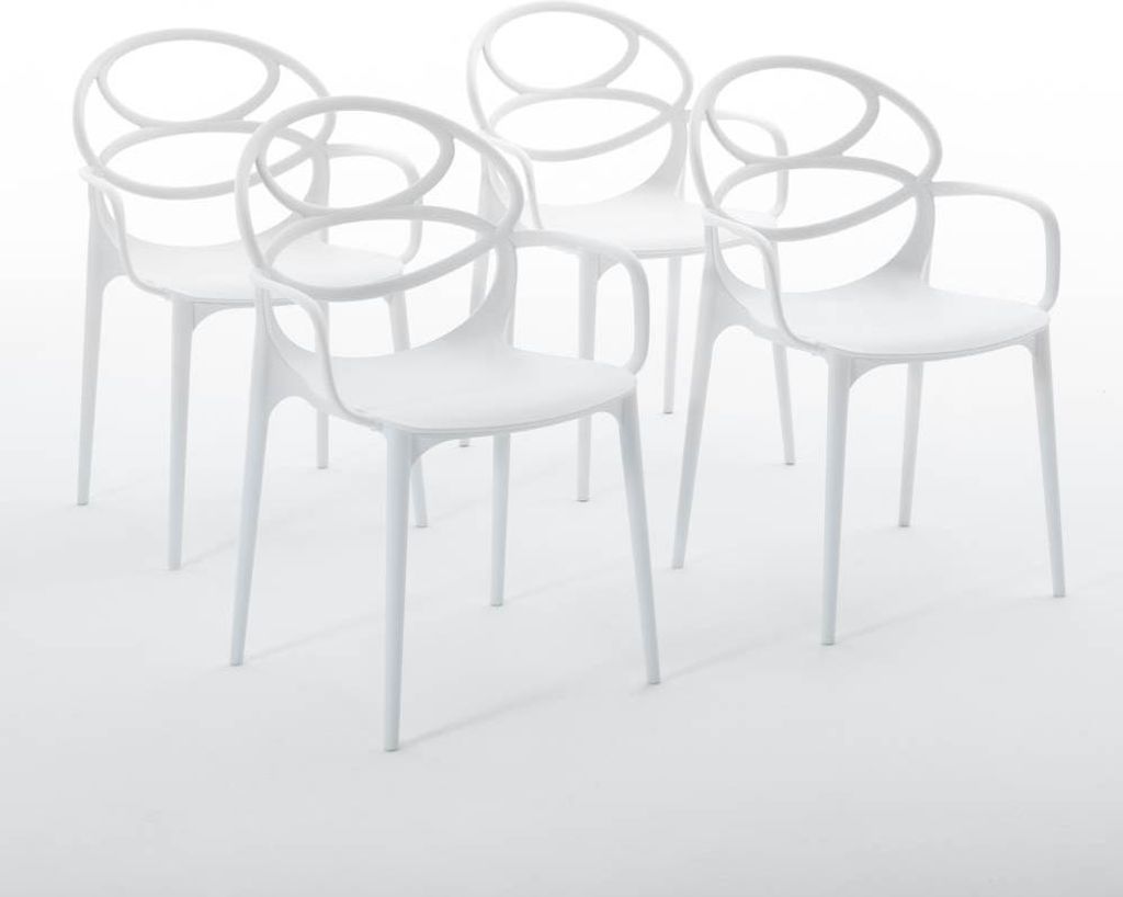 4er-Set stapelbare Stühle mit Armlehnen aus glasfaserverstärktem Harz für Außenbereich, Garten, Bars und Restaurants – modernes Design – CH...