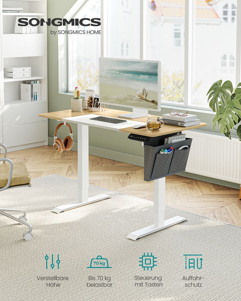 SONGMICS Höhenverstellbarer Schreibtisch elektrisch 120cm, Produktbild 