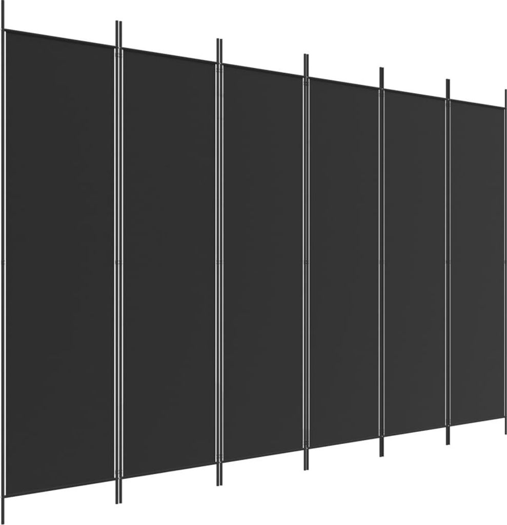 A black privacy screen with metal poles.