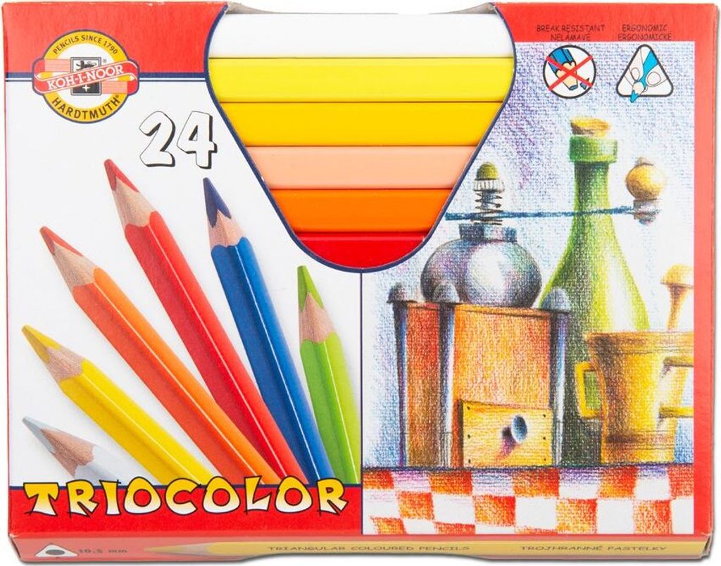 Pastelli Koh-i-noor TRIOCOLOR triangolari spessi set da 24 Immagine del prodotto 