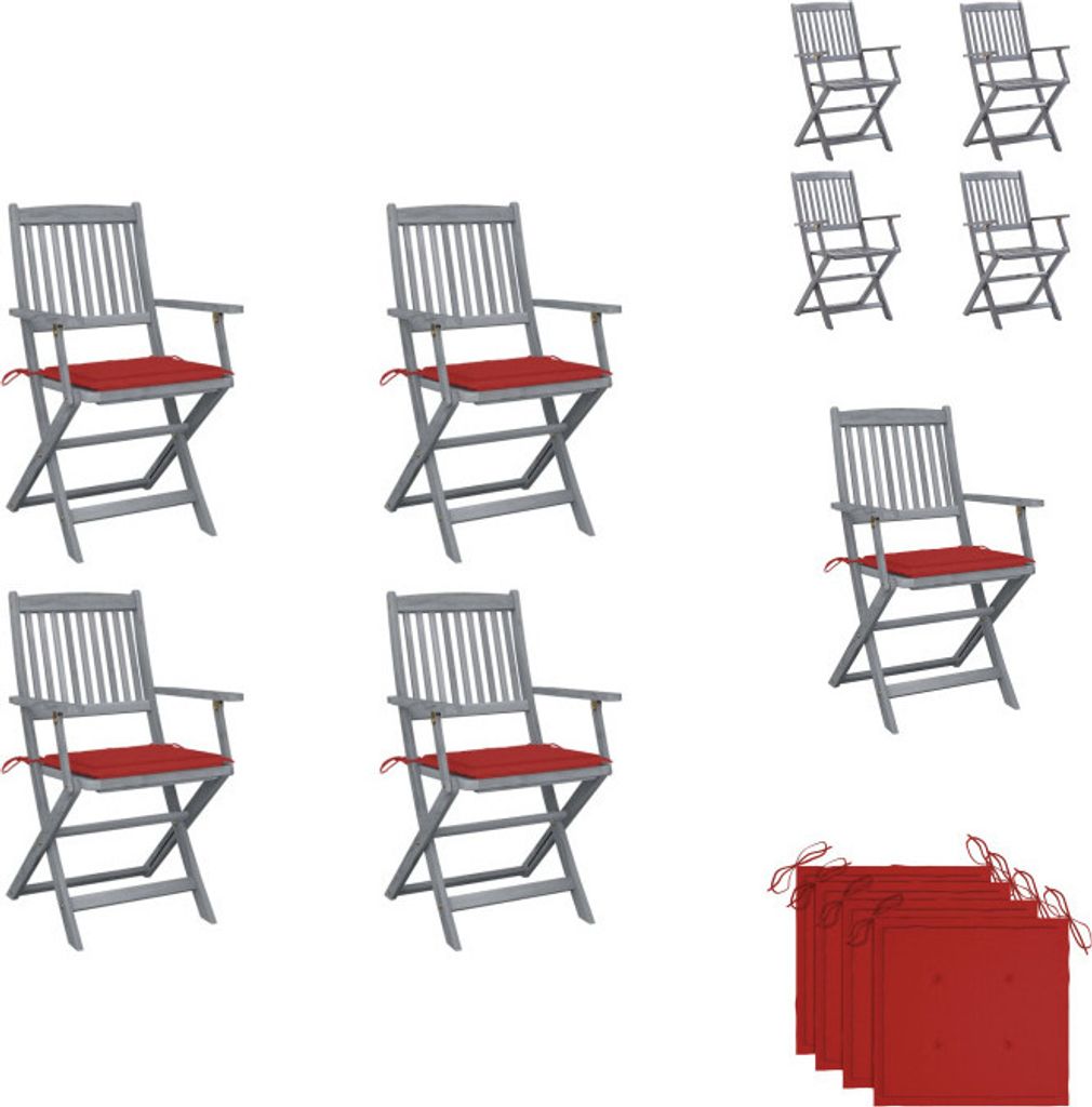 vidaXL Klappbare Gartenstühle 4 Stk. mit Sitzkissen Massivholz Akazie - Gartenstühle