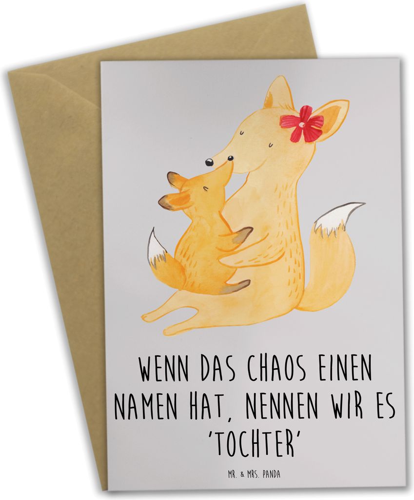 Mr. & Mrs. Panda Grußkarte Chaos Tochter - Grau Pastell - Produktbild 