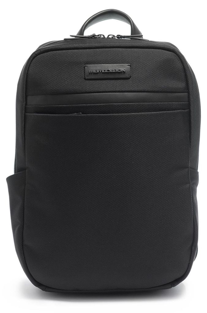 Zaino da uomo Momo Design in ecopelle nera, con zip, Immagine del prodotto 