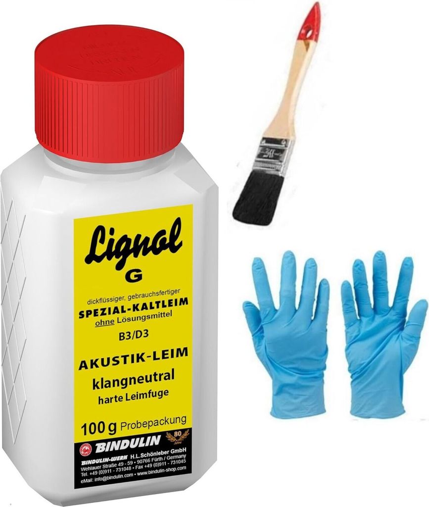 Lignol-G Akustikleim inkl. Leimspachtel, Pinsel von E-Com24 (100 gr.) ...