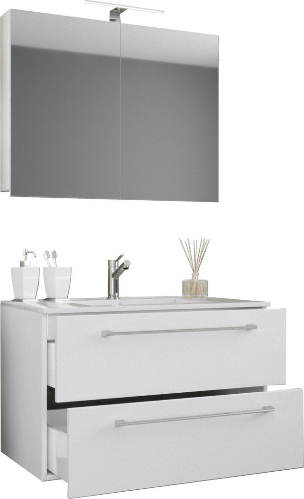 Badinos Badmöbel-Sets Spiegelschrank 80 cm Weiß. Produktbild 