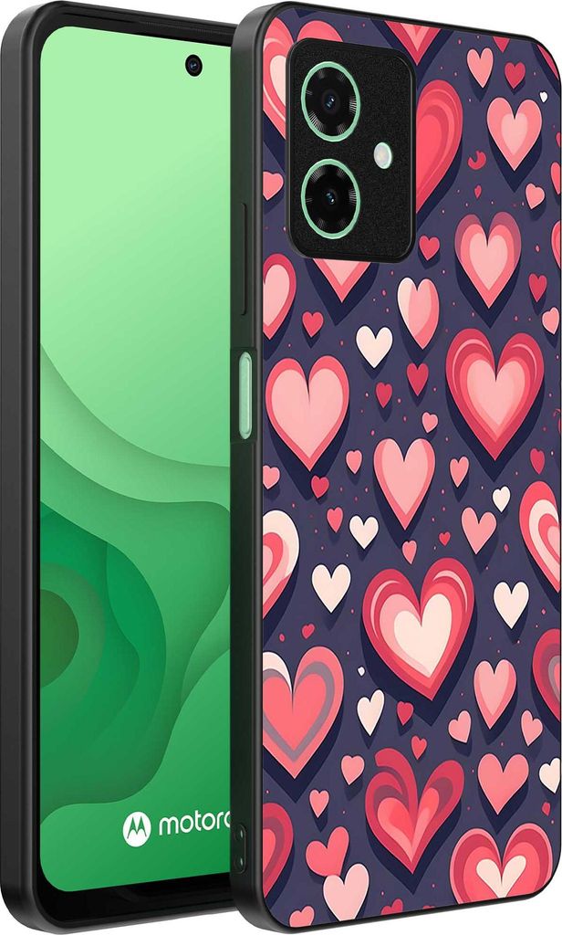 Smartphonica Telefon Fall geeignet für Motorola Moto G54 mit Herzen Impressum - TPU Backcover Fall mit Herz-Design