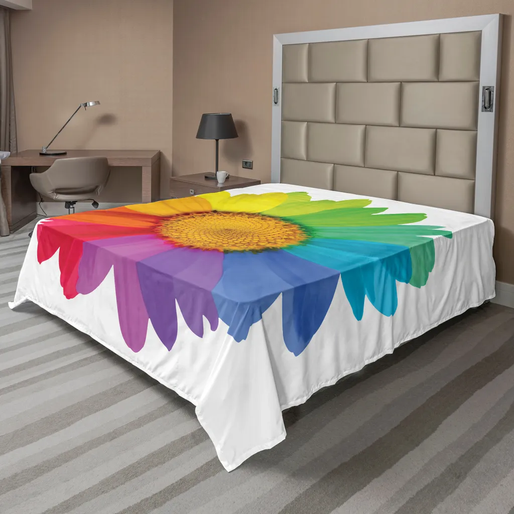 Drap plat multicolore ABAKUHAUS confort soyeux imprimé tournesol