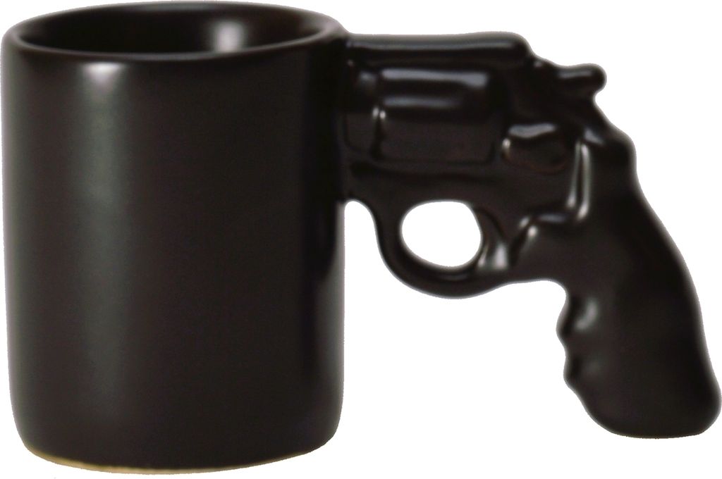 Mini Revolver Kaffeebecher aus Keramik, Schwarz-matt, 6cm Produktbild 