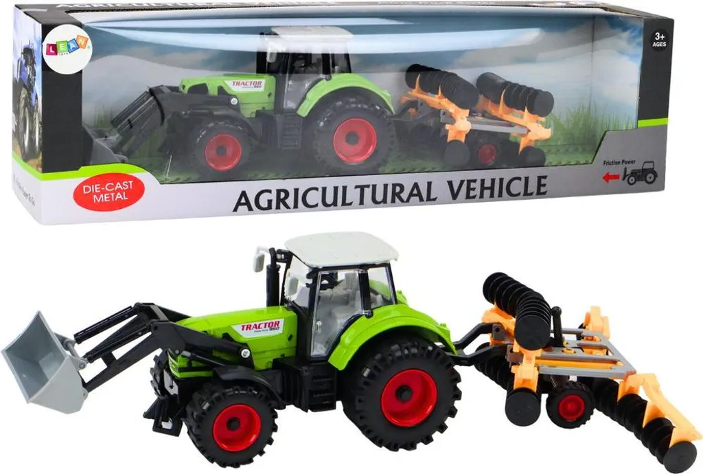 Tracteur-pelle agricole écologique avec déchaumeur à entraînement vert