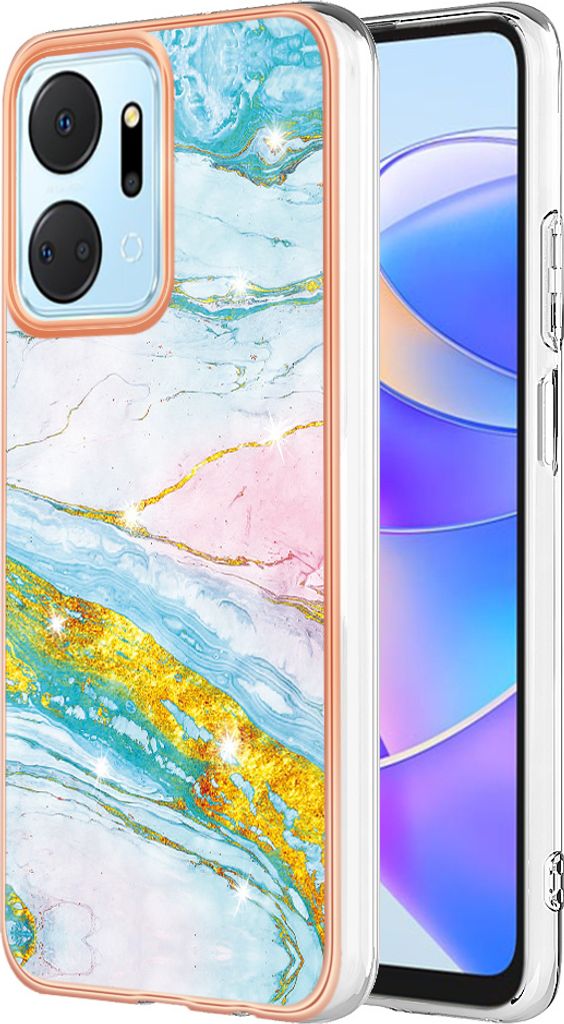 Hülle für Honor X7a Muster TPU Silikon Stoßdämpfer Bumper Schutzhülle Türkis