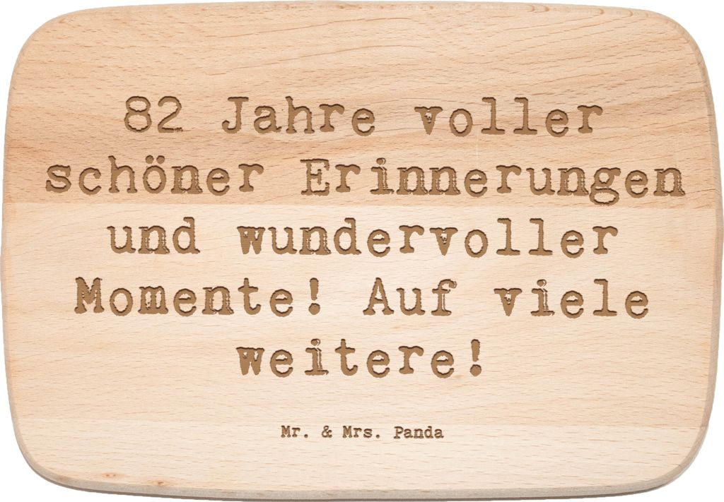 Mr. & Mrs. Panda Schneidebrett Holz Spruch 82. Geburtstag - Transparent - Geschenk, handgefertigt, 82 Jahre, Holzbrett, Frühstücksbrettchen, Gebu...