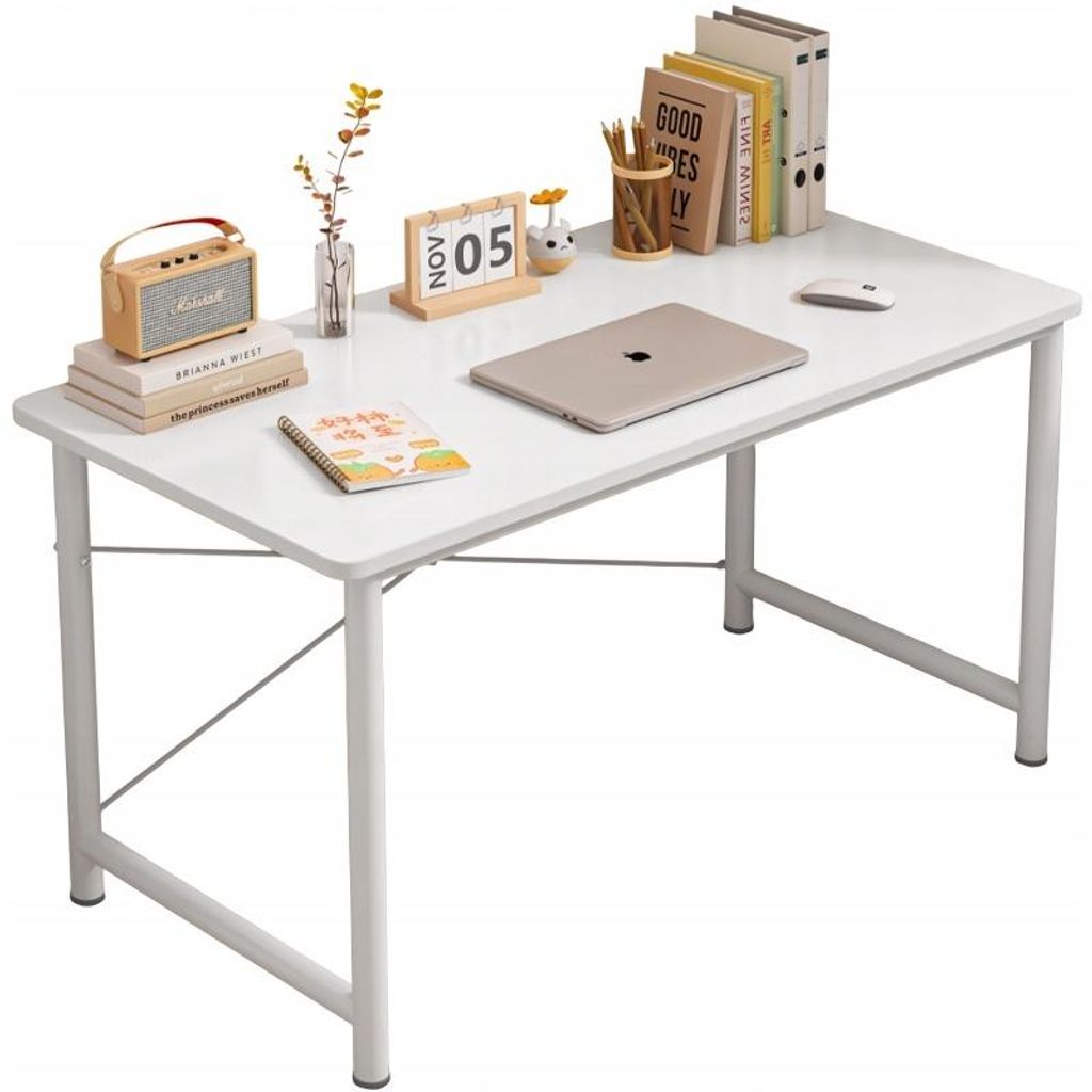 Scrivania per computer in stile scandinavo, tavolo bianco Immagine del prodotto 