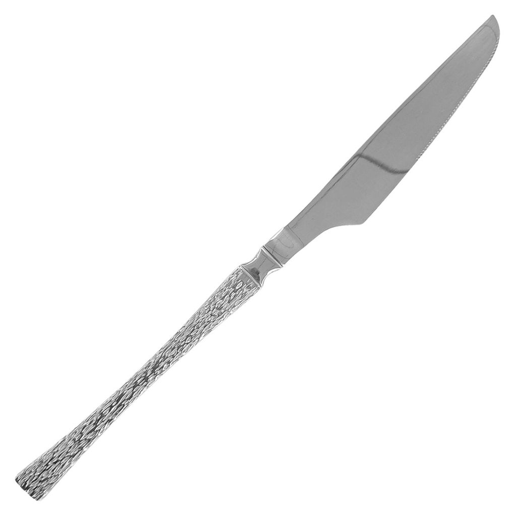 Französisches Besteck aus gehämmertem Edelstahl 304, rutschfester Griff, schmale Taille, gezahntes Messer, scharfe Gabel, Löffel.