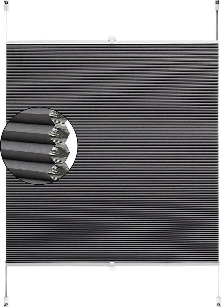 Wabenförmige Rolle – Grau – 70x120cm – Lichtdurchlässig – Ohne Bohren – Aluminium , Polyester – Für Fenster und Türen