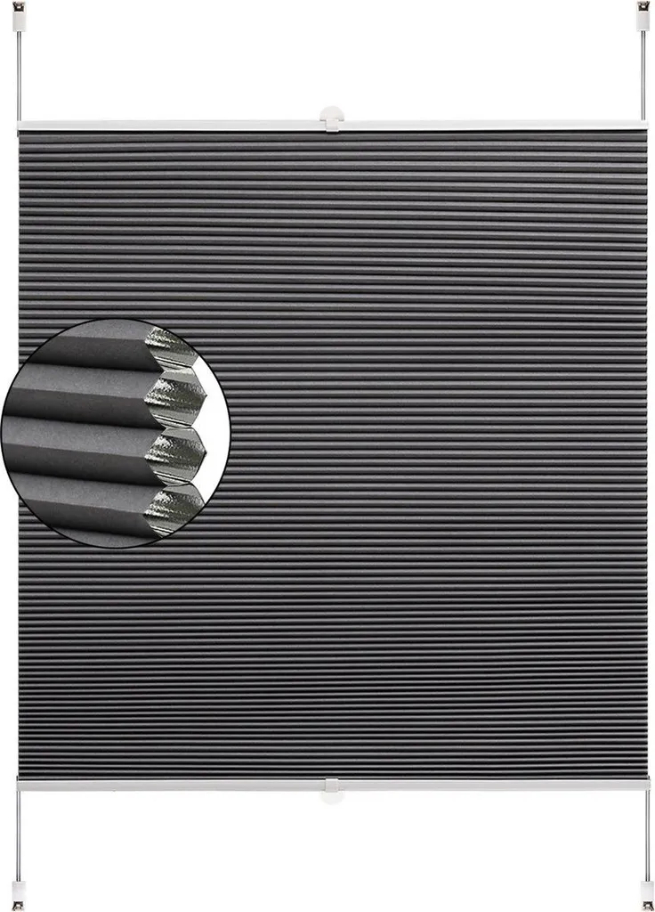 Store alvéolaire gris translucide 95x120 cm avec fixation par clip