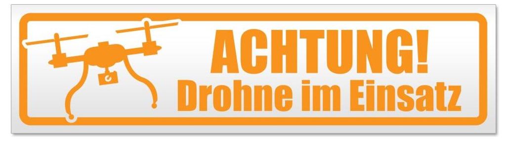 Kiwistar - Autoaufkleber - Orange - 60 x 16 cm - Achtung Drohne im Einsatz - Hinweis Aufkleber Sticker für Auto, Kfz, Fahrrad, PKW, LKW
