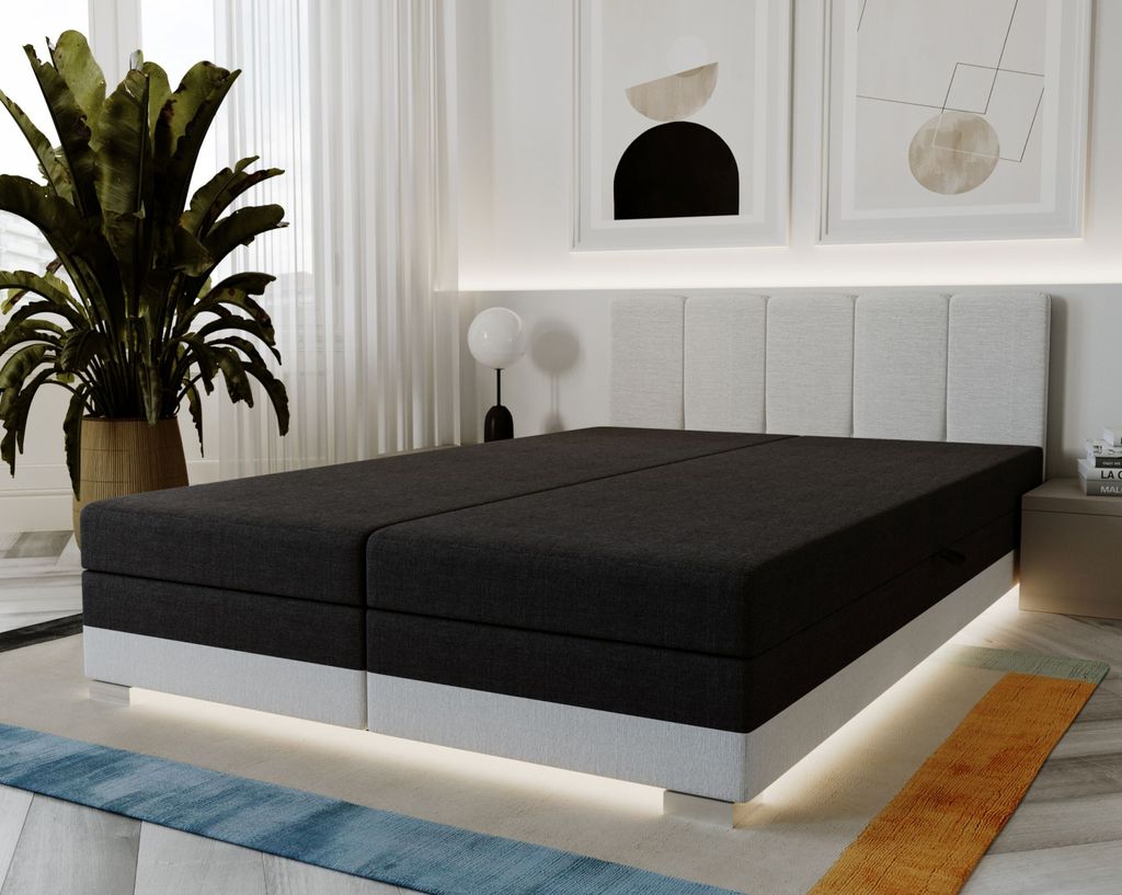 Kontinentales Bett 140x200 ROSIE 6 - schwarz/weiß